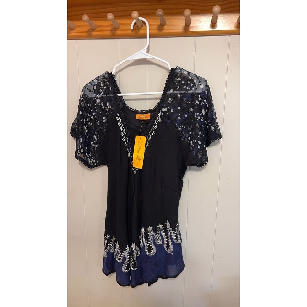 Sakkas Women's Embroidered Short Sleeve Top